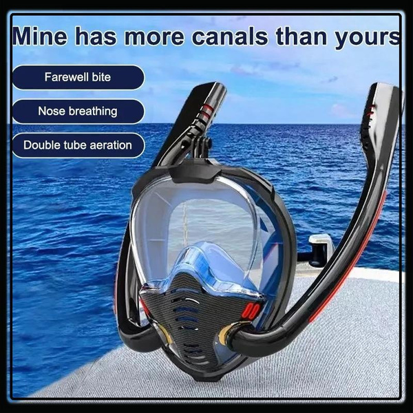 Underwater Lung Anti Fog Full Face Diving Dual Tube Mask Snorkeling ...