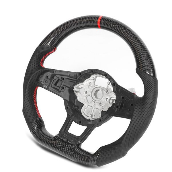 Flat Bottom Steering Wheel, Red Stitching High Heat Tolerance Anti
