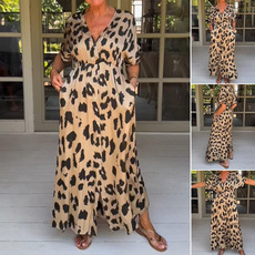 Winter, leopard print, Dress, Leopard