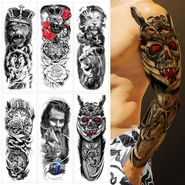 1 Piece Temporary Waterproof Tattoo Sticker Crown Lion Skull Tattoo 1-piece-temporary-waterproof-tattoo-sticker-crown-lion-skull-tattoo
