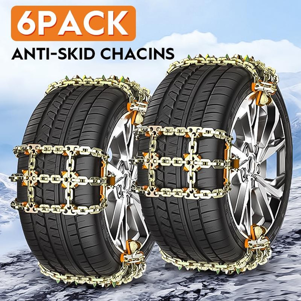 6Pack Snow Chains for Cars NonSlip Emergency Snow Tire Chains Traction