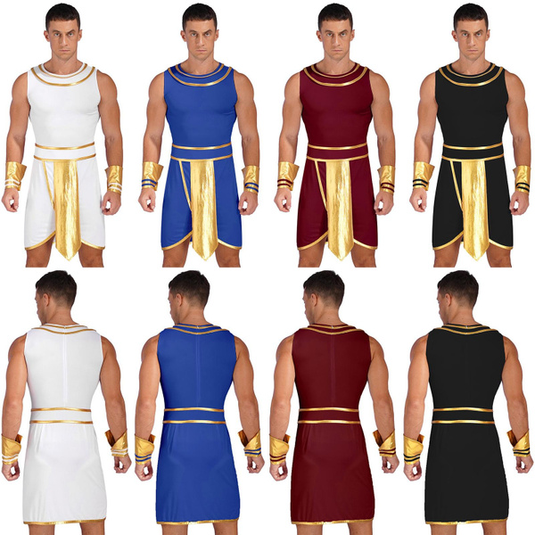 Mens Toga Dress Ancient Egypt Greek Gladiator Warrior Cosplay Outfits ...
