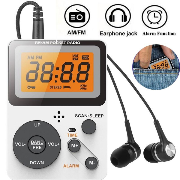 Mini AM/FM Pocket Radio Portable Digital Tuning Walkman Radio, with ...