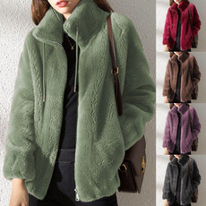 fleecefluffystandupcollarcoat, Pocket, Fleece, sherpajacket