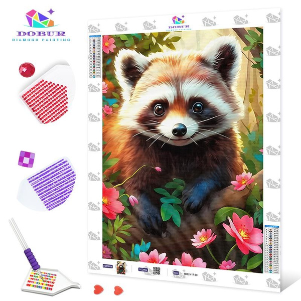 DOBUR 5D Diamond Painting Set Round/Square Fox DIY Full Drill Canvas ...