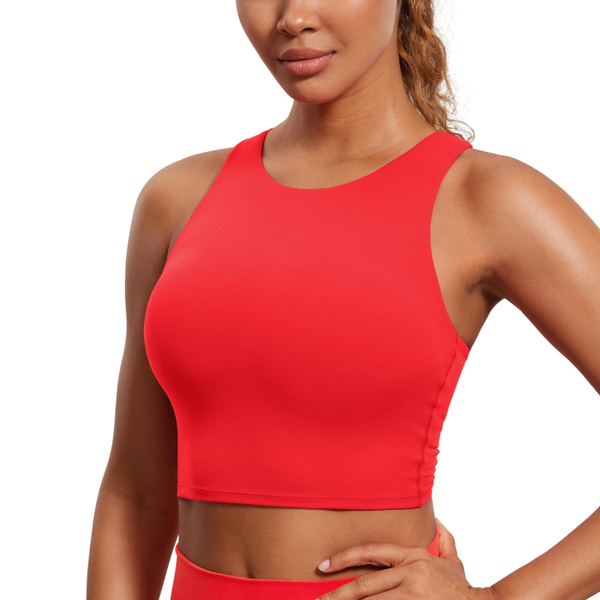 CRZ YOGA Butterluxe Womens Racerback High Neck Longline Sports Bra