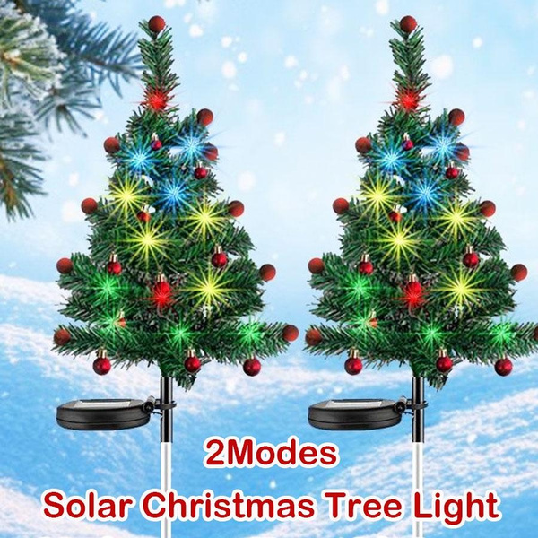 2014New Solar Christmas Tree Pathway Light, 18inch Outdoor Artificial Prelit Christmas Tree
