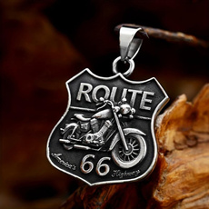 route66, biker, bikerpendant, steelnecklace