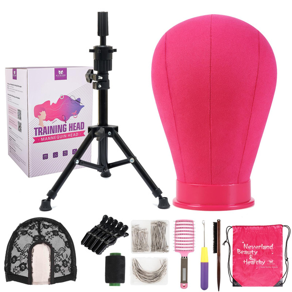 23 Inch Ros Red Canvas Head Making Wig Head Stand Training Mannequin