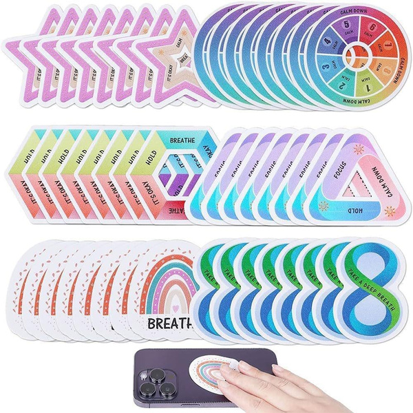 Calm Sticker Für Angst & Stress – 60 Stück, Strukturiert, Wiederverwendbar, Boho-Regenbogen-Design