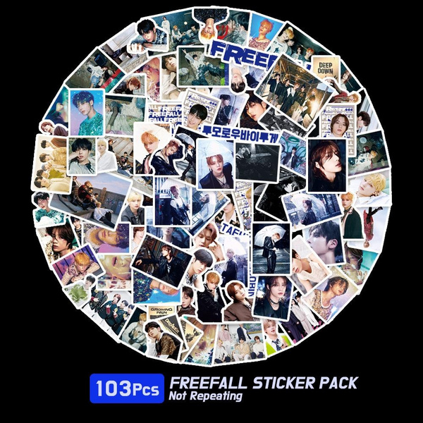 Kpop 2024 TX New Album FREEFALL Stickers Luggage Thermal Cup Tablet