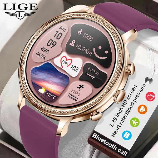2024 LIGE Luxury Smart Watches For Women Bluetooth Call Connected Phone  Women Watch Health Monitor Sports Smartwatch Women Gift