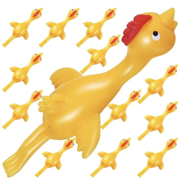 Chicken Finger Slingshot 12-Pack Flying Rubber Chickens Sling Shot Toys Bulk, Funny Gag Gifts ...