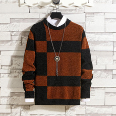 menknittedsweater, mencolorblockingsweater, Fashion, longsleevecolorblocksweater