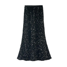long skirt, sparklyskirt, slim, elasticwaistskirt