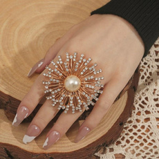 golden, crystal ring, wedding ring, Rhinestone