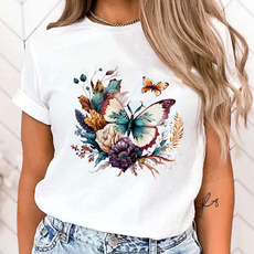 butterfly, Summer, Flowers, Tops & Blouses