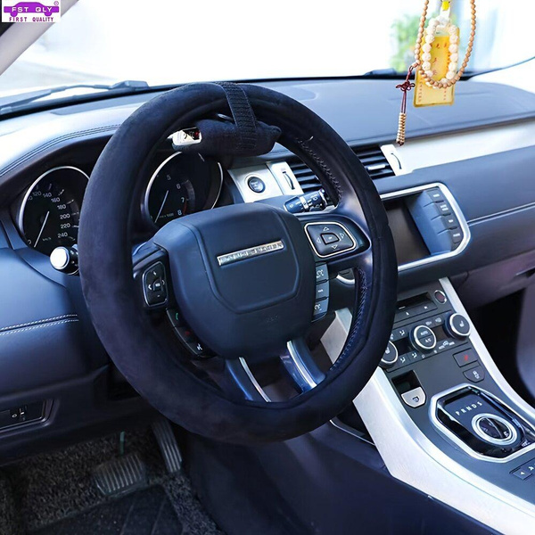 Heated steering wheel cover, suede 12V car steering wheel protector 15in  diameter comfortable car steering wheel cover hand warmer