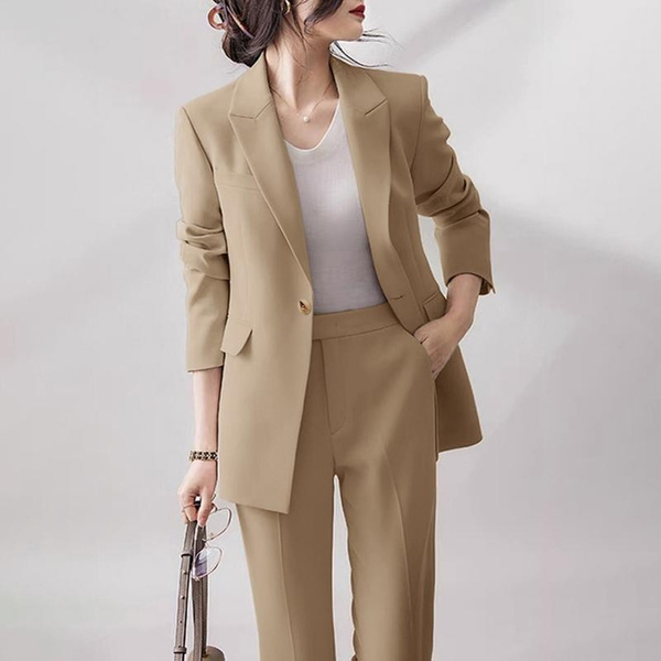 Brown Pantsuit for Women, 2 Piece Pant Suit, Blazer & Trouser