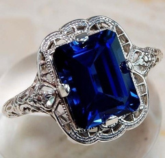 Blues, 925 sterling silver, wedding ring, Blue Sapphire