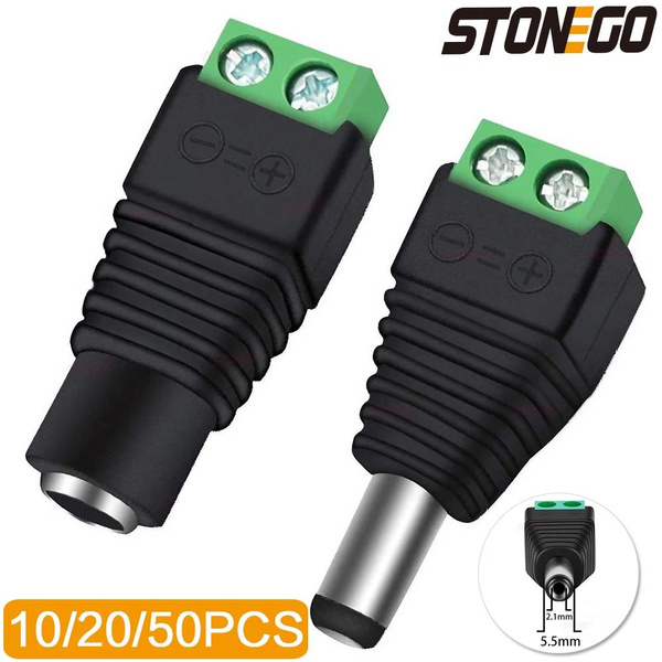 STONEGO 10/20/50PCS 12V DC Power Connector 5.5mm x 2.1mm, Male