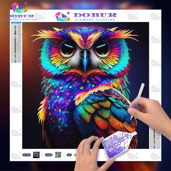 DIY 5D Owl Diamond Painting Kit, Square Drill