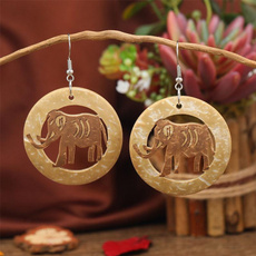 elephantearring, cute, woodenearring, Handmade