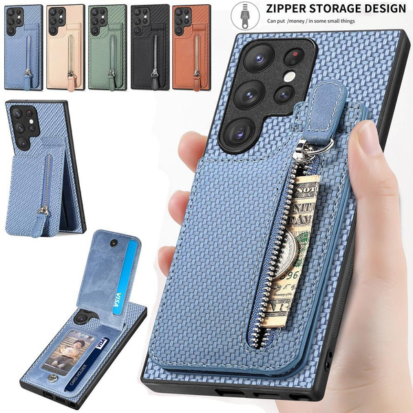 Zip Flip Leather Wallet Purse Phone Case Cover For Samsung S23 Ultra S22  S21 A54