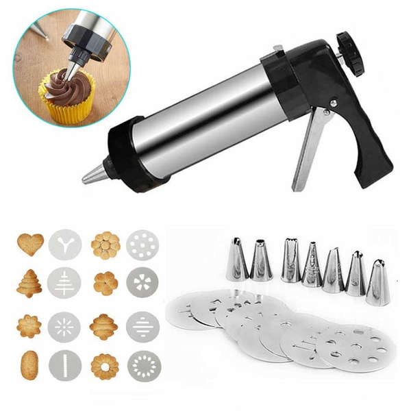 Stainless Steel Cookie Press Gun Kit for DIY Biscuit Cookie Making and ...