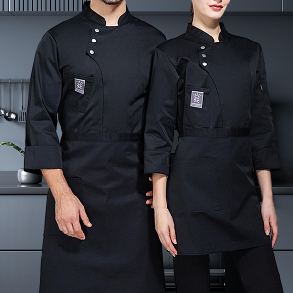 Buy Black Chef Coat With Cherry Red Trim For Women Online @ Best Prices in  India | Uniform Bucket | UNIFORM BUCKET