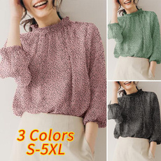 Plus Size, standcollarshirt, Women Blouse, leopard print