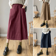 plussizeskirt, long skirt, corduroyskirt, Elastic