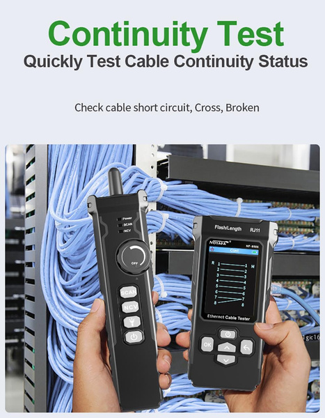 NF-8506 Netzwerk-Kabeltester mit IP-Scanner, TDR, PoE, Ping-Test und Netzwerkgeschwindigkeitstest - Ethernet-Kabeltoner für RJ11/RJ45/CAT5/CAT6 LAN, Telefonkabel-Finder und Port-Flash-Tool (NF-8506