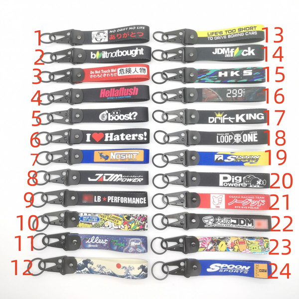 1Pcs JDM Style Key Ring Tags Key Strap Tow Sides Thermoprint JDM Racing