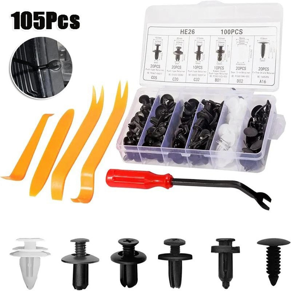 105Pcs Plastic Bumper Clips Car Clips Rivets Fasteners 6 Sizes Auto ...