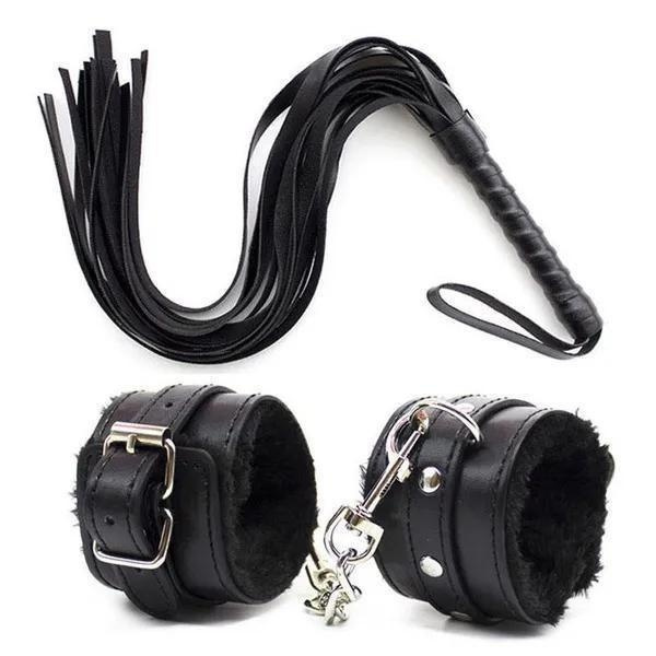 Bdsm Pu Leather Whip Flogger Plush Sex Handcuffs Bondage Slave Exotic Accessories Toys For