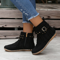 ankle boots, Tassels, Plus Size, Winter