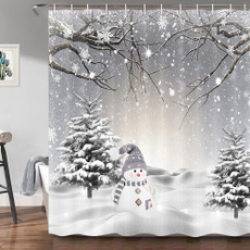 snowmanshowercurtain, Bathroom, showercurtainwithhook, Winter