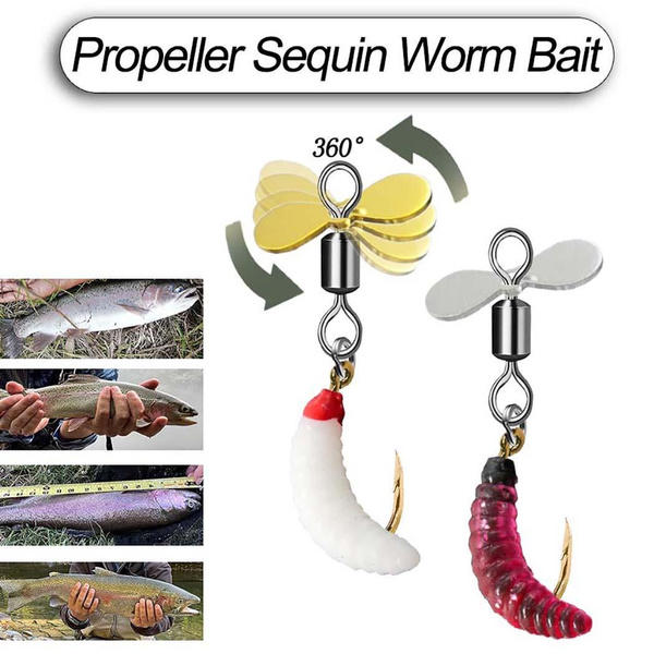 3/10Pcs/Box Propeller Sequins Bait Sequins Spinner Fishing Lure Hook For  Bass Trout Perch