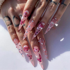 pink, ballerinanail, acrylic nails, butterfly