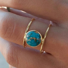 bohemianring, Turquoise, Women Ring, gold