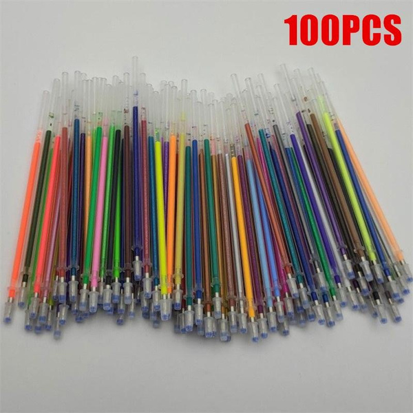 Metallic Ink Refills 1 Set 100 Colors Gel Pen Refills - Glitter Metallic Pastel Fluorescence ...