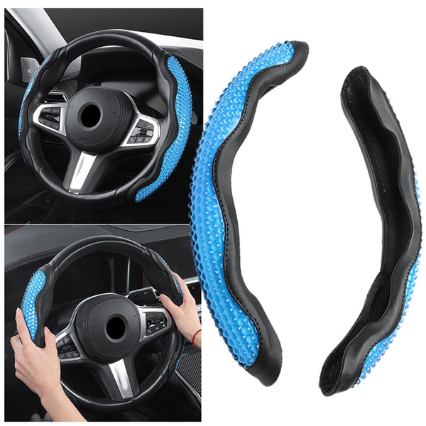 1 Pair Car Steering Wheel Cover Ultra-thin Gel Leather Non-slip