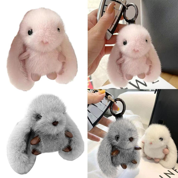 1Pcs Easter Rabbit Ornament Lovely Furry Rabbit Plush Key Chain ...