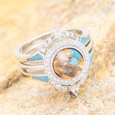 Turquoise, Bridal, wedding ring, 925 silver rings