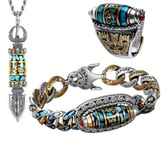 ringsformen, Turquoise, Moda, Joyería de pavo reales