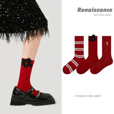 renaissance, Socks, Winter, Red