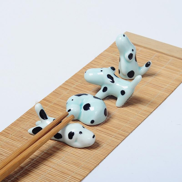 Cute 1pc Ceramic Panda Chopsticks Stand Holder Rack Pen Holder Unique Small Desktop Accessories Kitchen Tableware