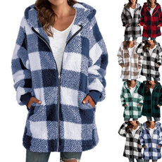 Casual Jackets, plaidcoat, hooded, Winter
