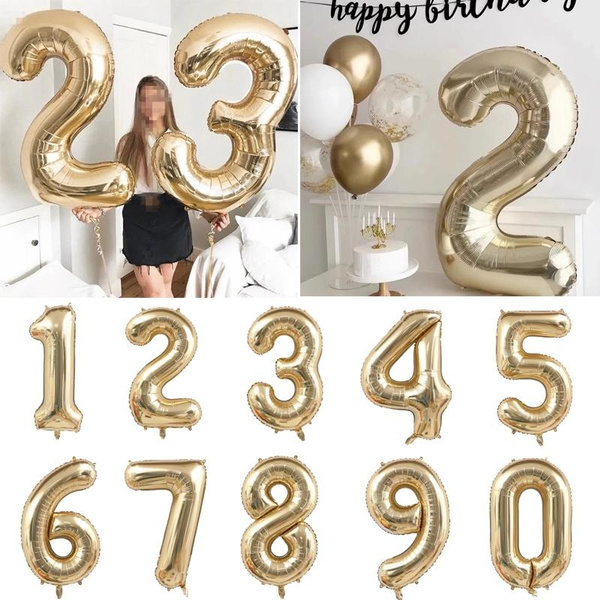40Inch Champagne Gold Number Balloon Adult Baby Boy Girl Happy Birthday